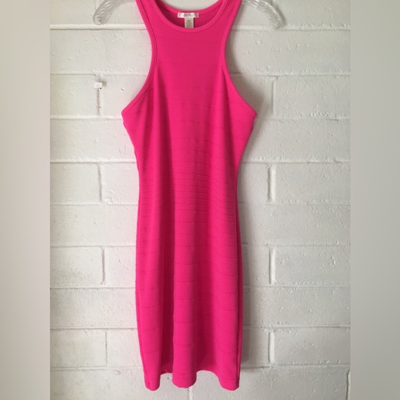 Bozzolo Hot Pink Stretch Ribbed Dress - Picture 2 of 16